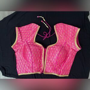Indian jari readymade sari blouse pink